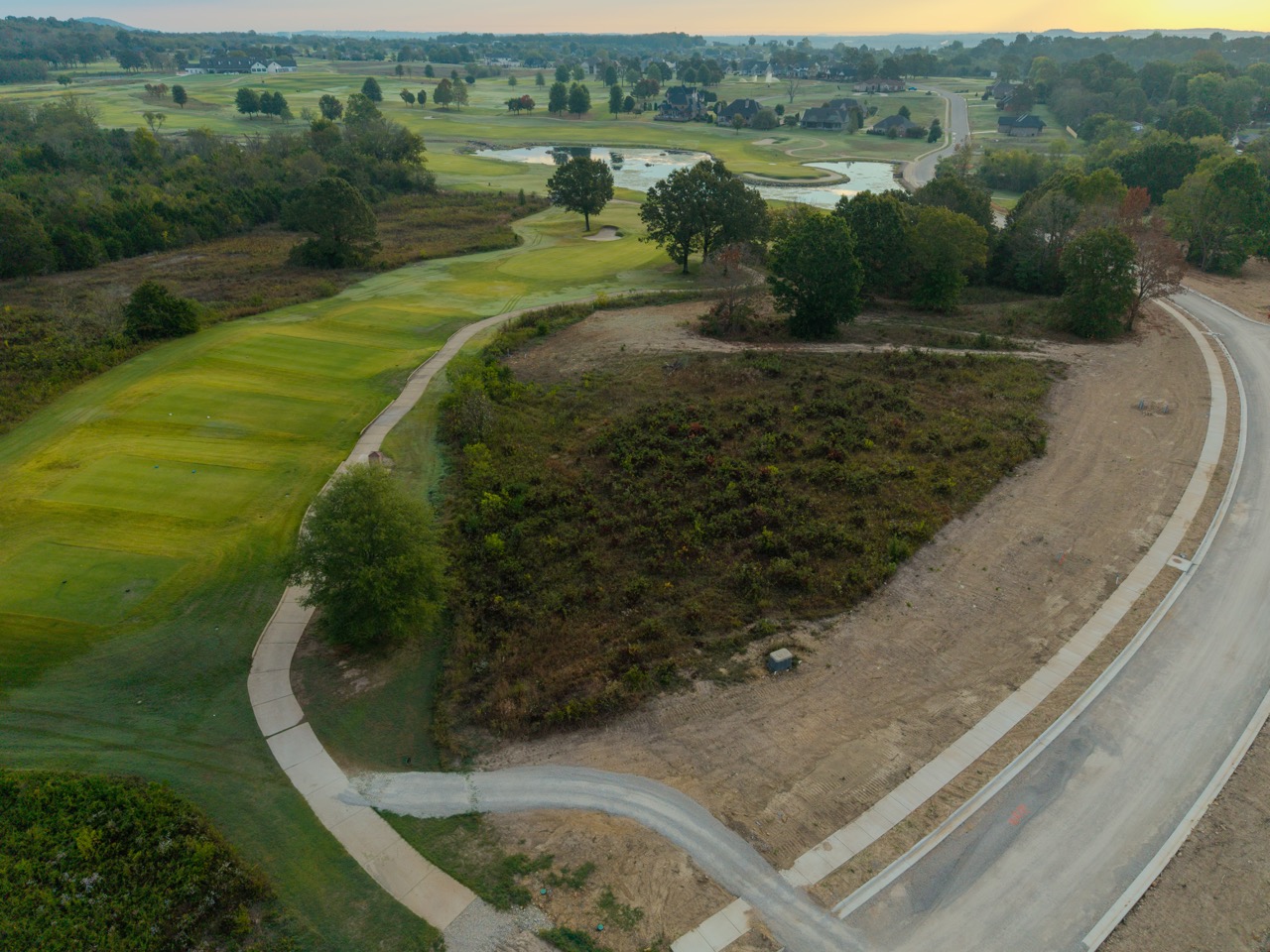 Aerial view of a golf course.