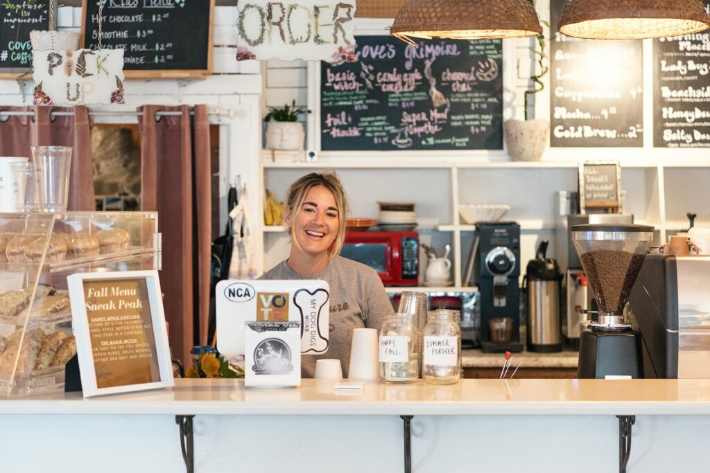 Barista at cafe counter